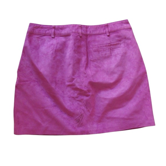 Matthew Williamson Macys Magenta Pink Suede Mini Skirt 8 Leather Buttons Flaw - Picture 2 of 9